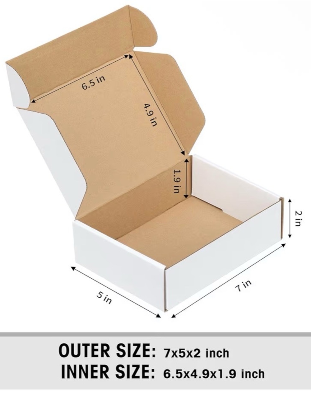 12 White Corrugated Mailer Box for Home Organization - 7x5x2 in